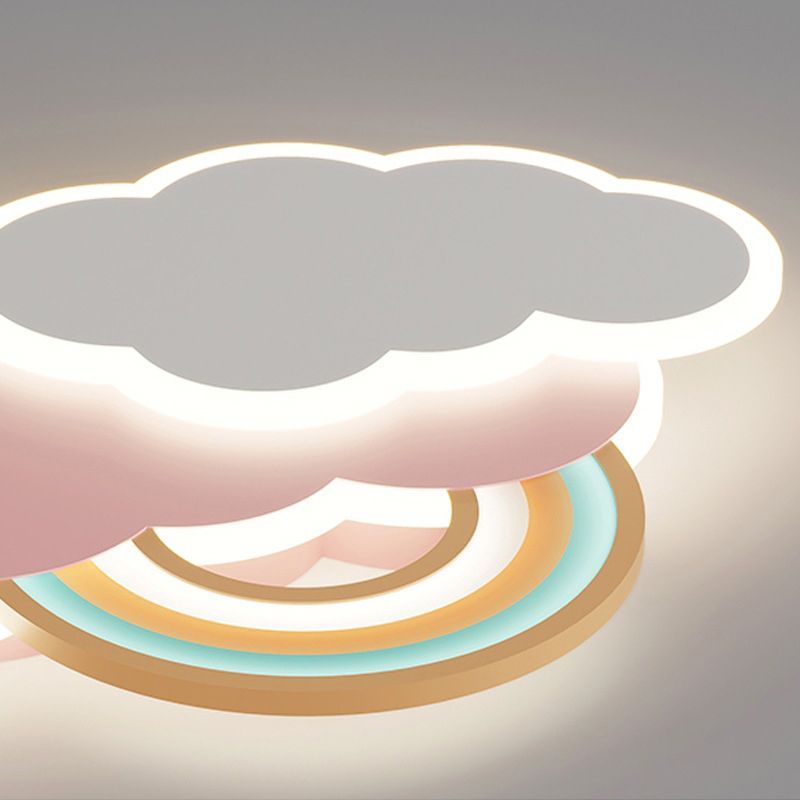 Aria Modern Cloud/Rainbow Flush Mount Ceiling Light Pink/White - Lamp Copper
