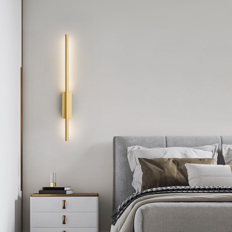 Arisha Modern Linear Metal&Acrylic Bedroom Wall Lamp, Black/Brass - Lamp Copper