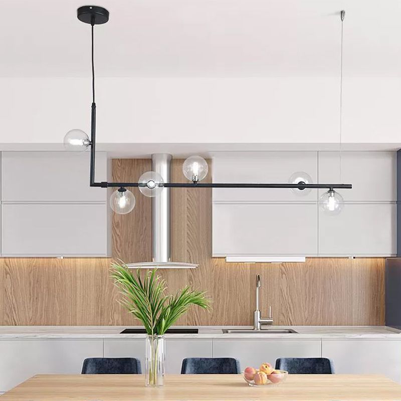 Valentina Minimalist Linear Pendant Light, Black & Gold, 6/8 Heads - Lamp Copper