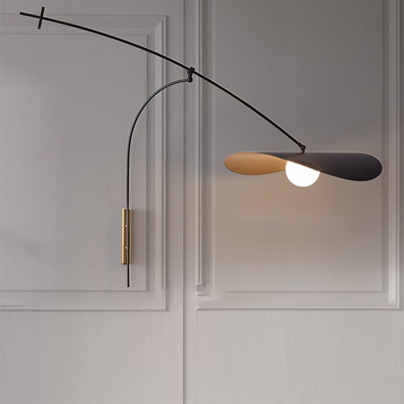 Arisha Arc Wall Lamp, Metal/Glass, Black/Gold, Bedroom - Lamp Copper