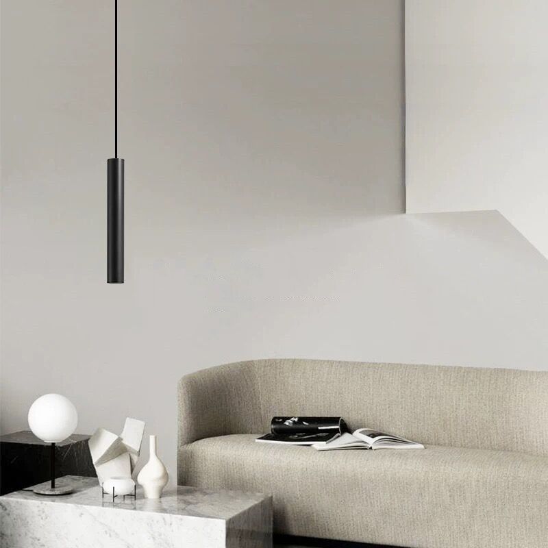 Arisha Minimalist Cylinder Black Pendant Light - Lamp Copper
