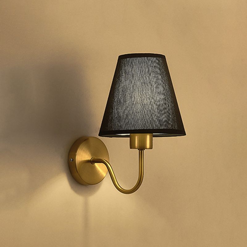 Tiffany Nordic Fabric Metal Vanity Wall Lamp, Black/White/Coffee/Flaxen - Lamp Copper