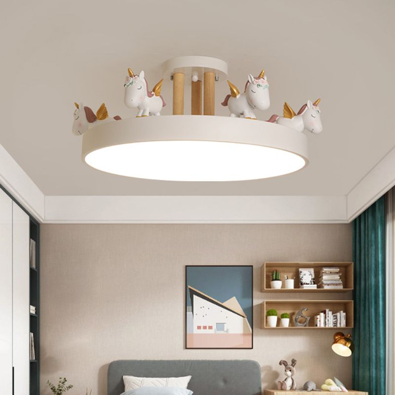 Arisha Modern Round Unicorn Semi-Flush Mount Ceiling Light - Lamp Copper