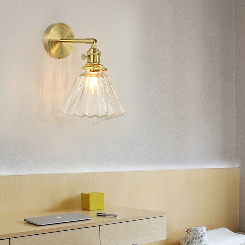Valentina Luxury Globe/Flower Glass Vanity Wall Lamp, Gold, Bedroom - Lamp Copper