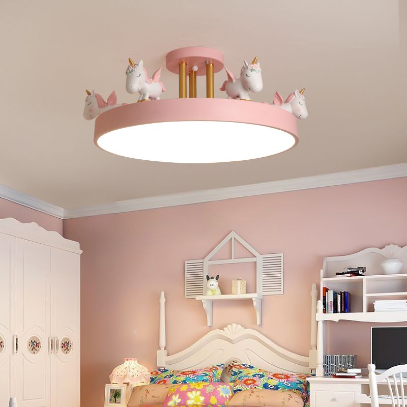 Arisha Modern Round Unicorn Semi-Flush Mount Ceiling Light - Lamp Copper
