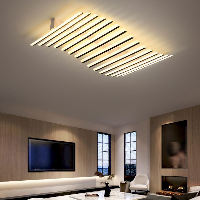 Arisha Flush Mount Ceiling Light Linear Modern,Wave Black, Living Room - Lamp Copper