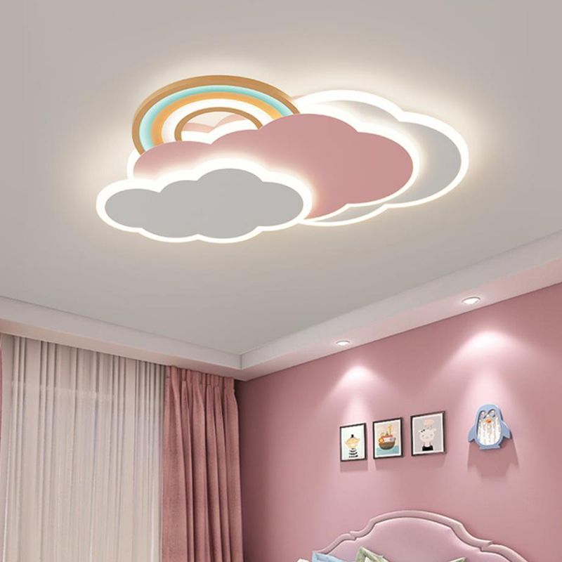 Aria Modern Cloud/Rainbow Flush Mount Ceiling Light Pink/White - Lamp Copper