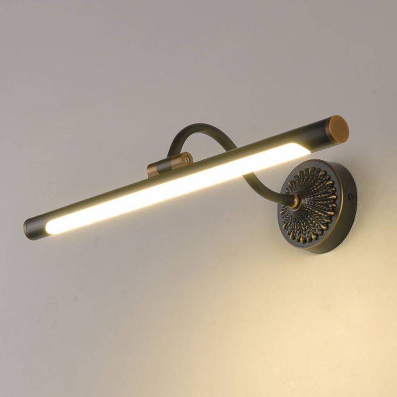 Tiffany Black Adjustable Reading Spotlight Wall Lamp, Metal/Wood - Lamp Copper