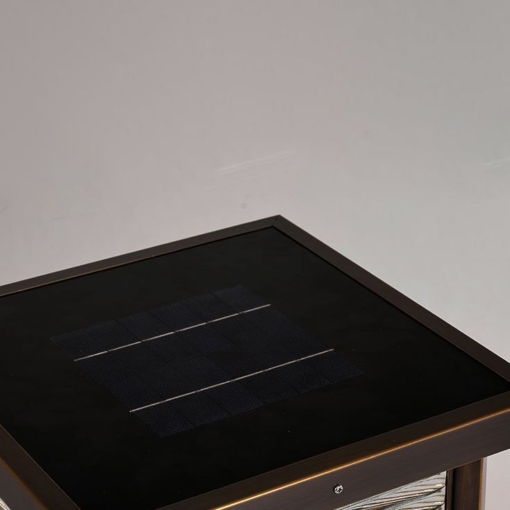 Ray Modern Rectangular Metal Outdoor Solar Lamp, Black/ Brass/Bronze - Lamp Copper