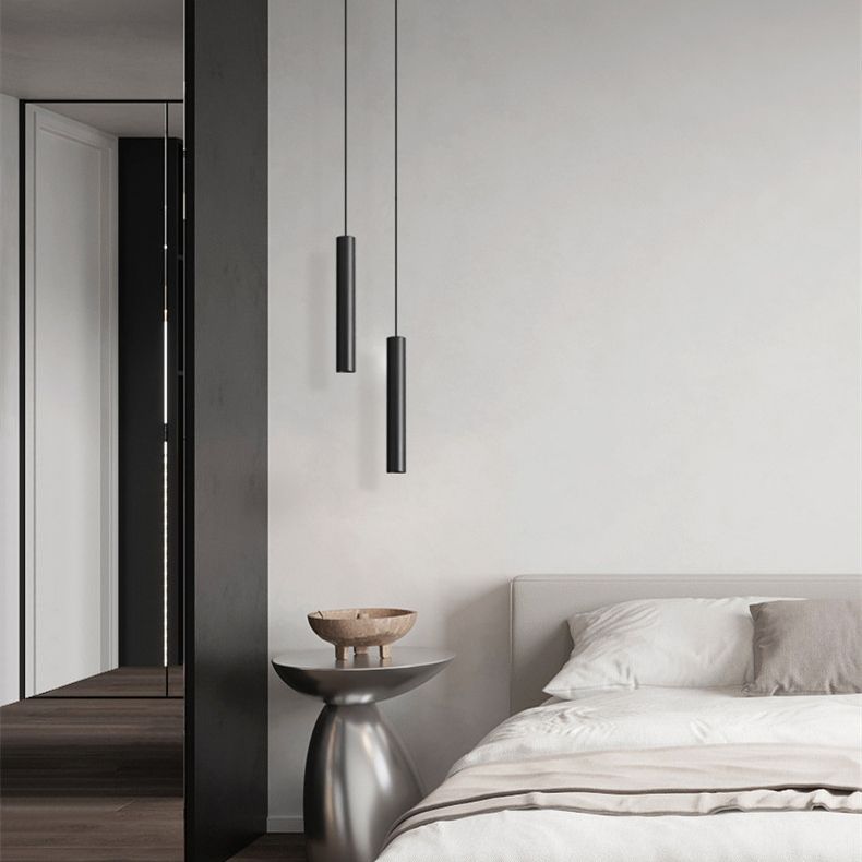 Arisha Minimalist Cylinder Black Pendant Light - Lamp Copper