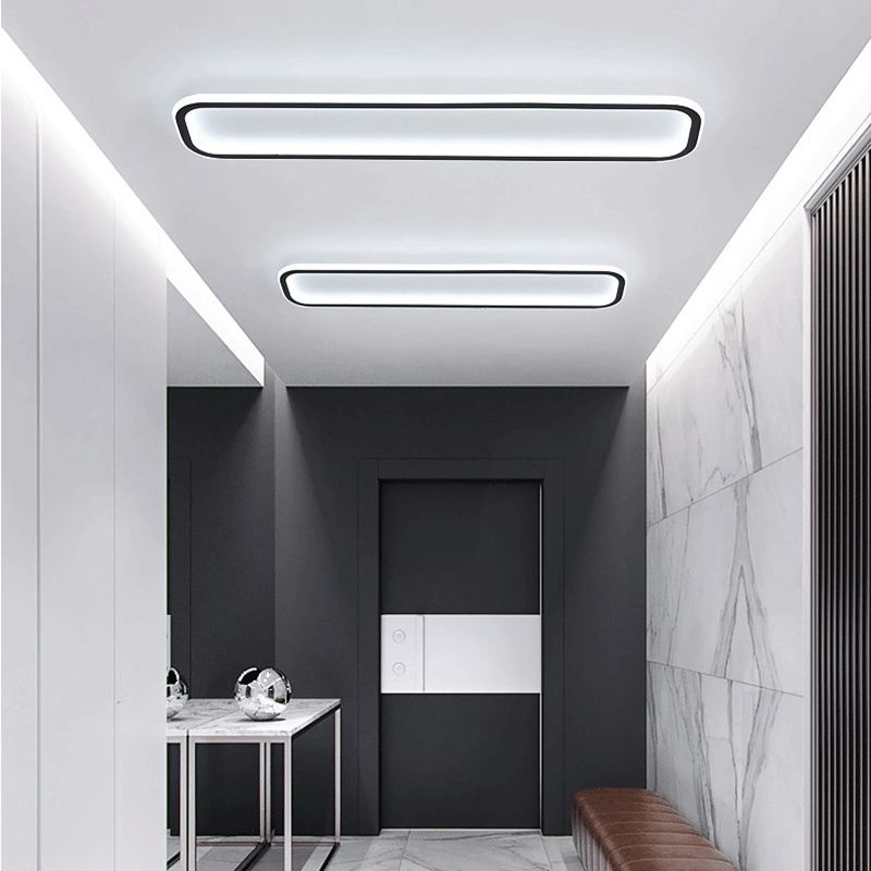 Arisha Minimalist Flush Mount Black Frame Rectangular Ceiling Light - Lamp Copper