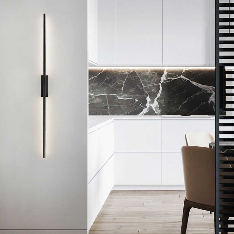 Arisha Modern Linear Metal&Acrylic Bedroom Wall Lamp, Black/Brass - Lamp Copper