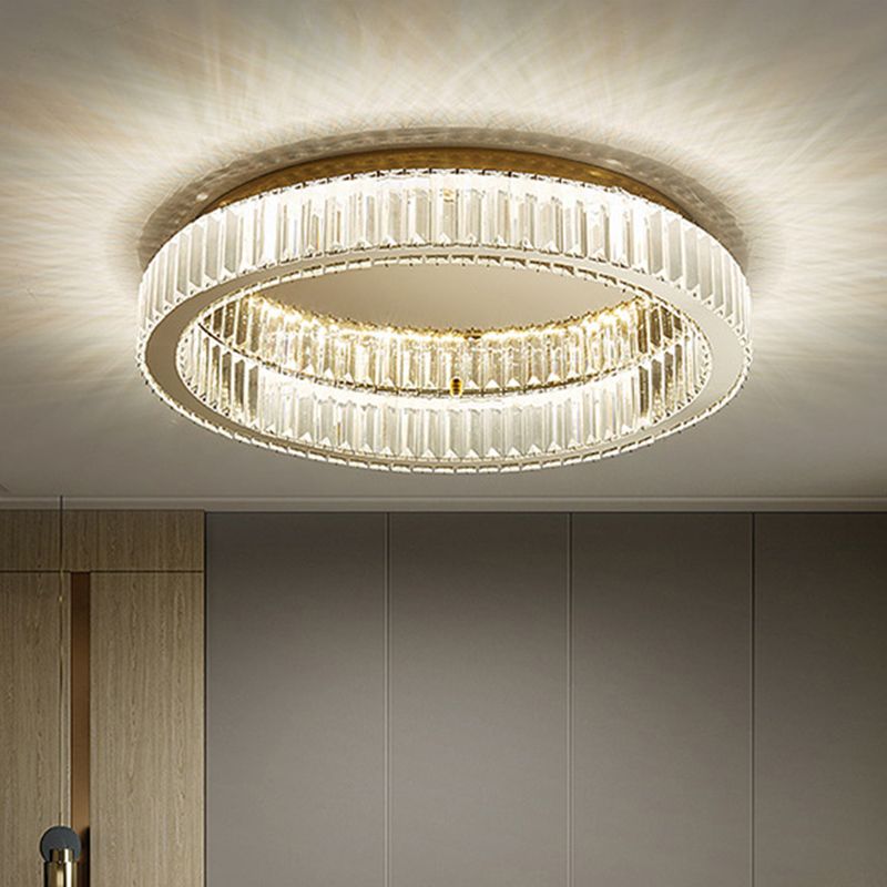 Kristy Modern Art Deco Circular Crystal Flush Mount Ceiling Light Gold - Lamp Copper