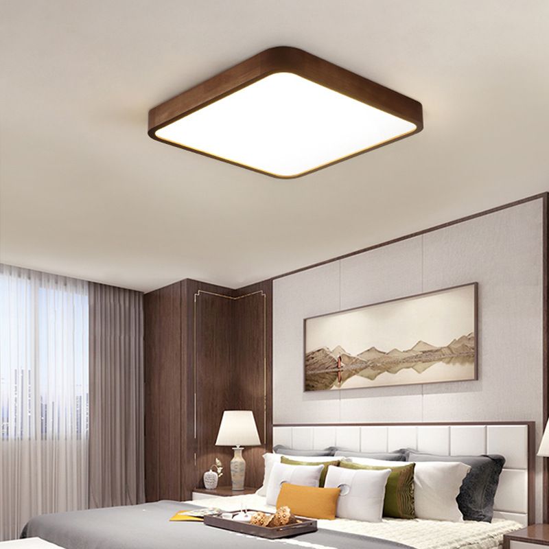 Muto Modern Geometric Walnut LED Flush Mount Ceiling Light - Lamp Copper