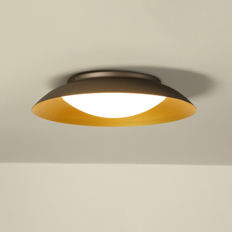 Arisha Round Metal Flush Mount Ceiling Light, Brass - Lamp Copper