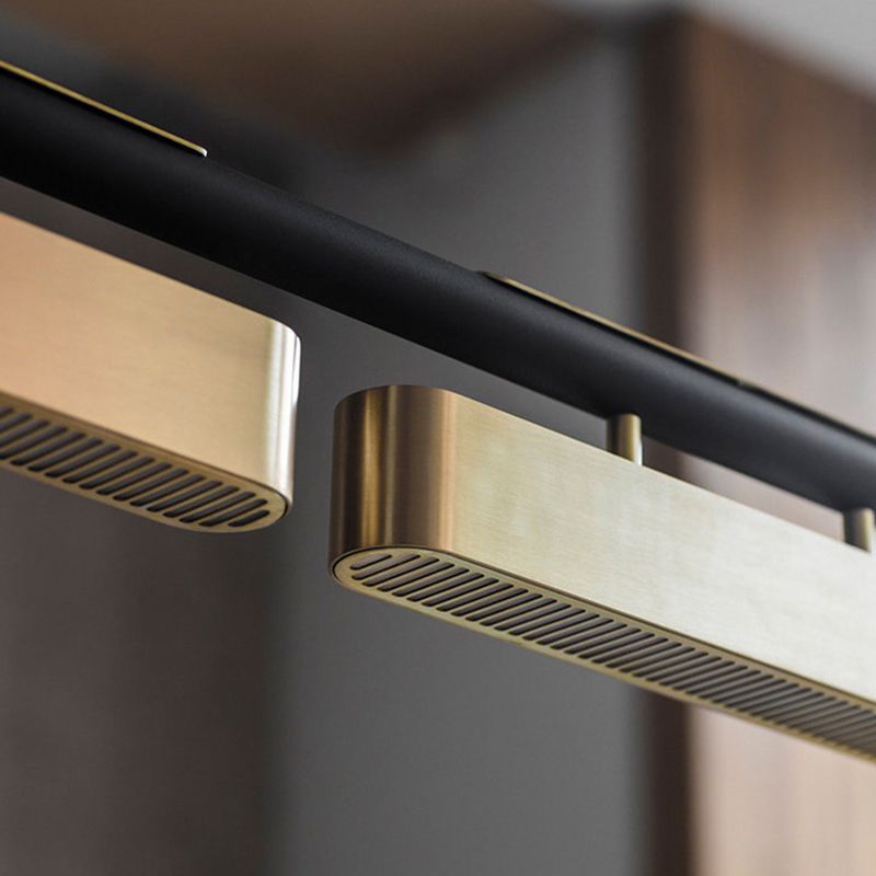 Arisha Pendant Light Rectangular Modern, Metal, Black/Brass, Office - Lamp Copper