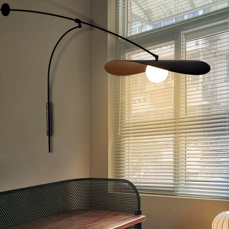 Arisha Arc Wall Lamp, Metal/Glass, Black/Gold, Bedroom - Lamp Copper