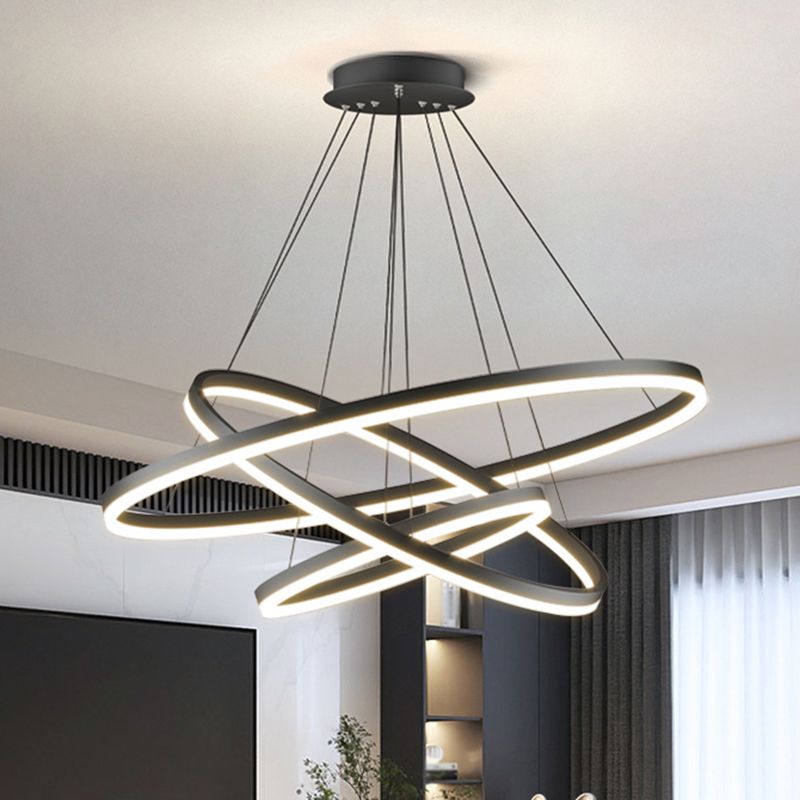 Arisha 3-Rings Black Black Modern Pendant Light - Lamp Copper
