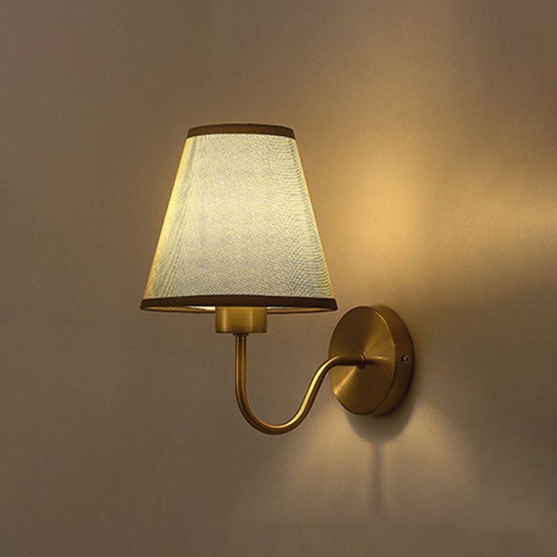 Tiffany Nordic Fabric Metal Vanity Wall Lamp, Black/White/Coffee/Flaxen - Lamp Copper