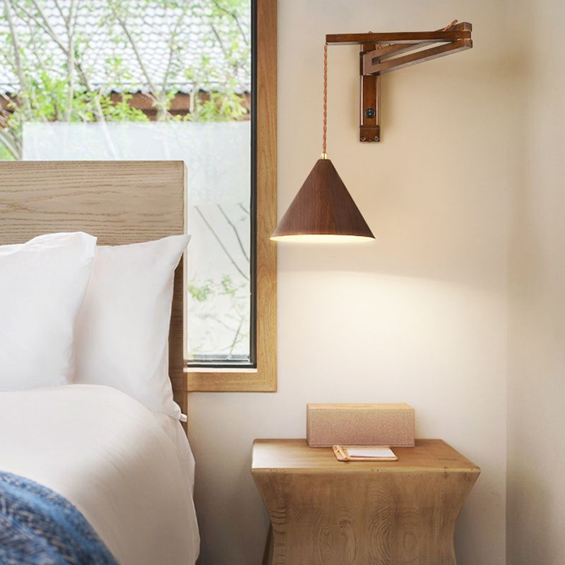 Muto Adjustable Wall Lamp, Wood/Metal, 2 Color, Living Room - Lamp Copper