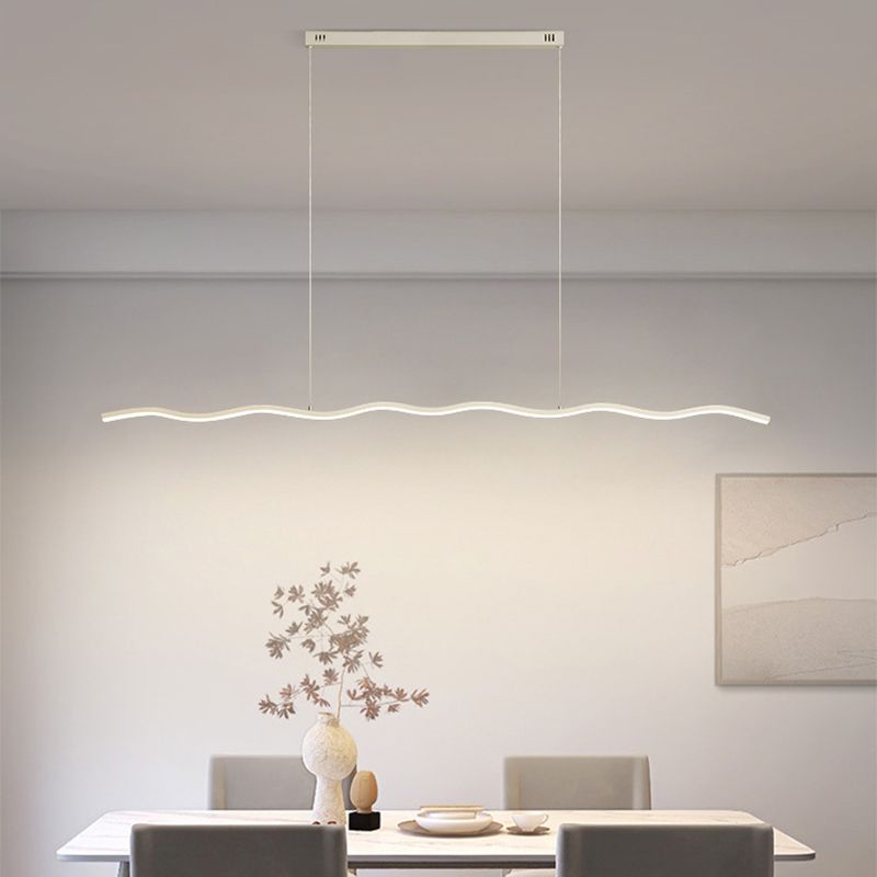Arisha Wave Linear Pendant Light, Black/White - Lamp Copper