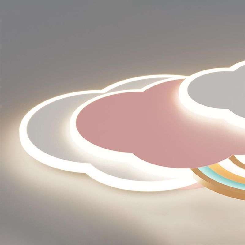 Aria Modern Cloud/Rainbow Flush Mount Ceiling Light Pink/White - Lamp Copper