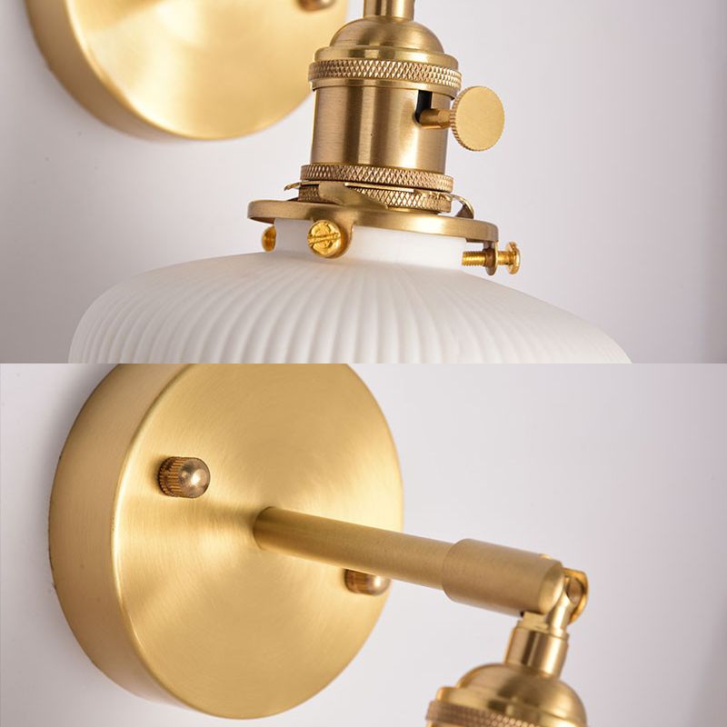 Arisha Vintage Column Ceramic Vanity Light, White, Bedroom - Lamp Copper