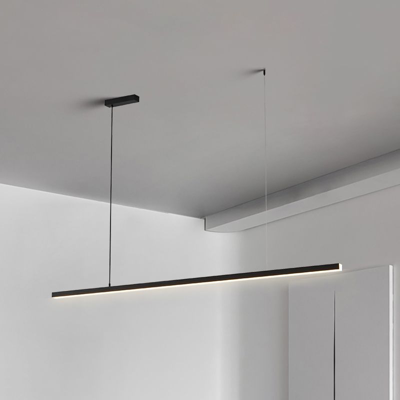 Arisha Minimalist Linear Metal Pendant Light, White/Black - Lamp Copper