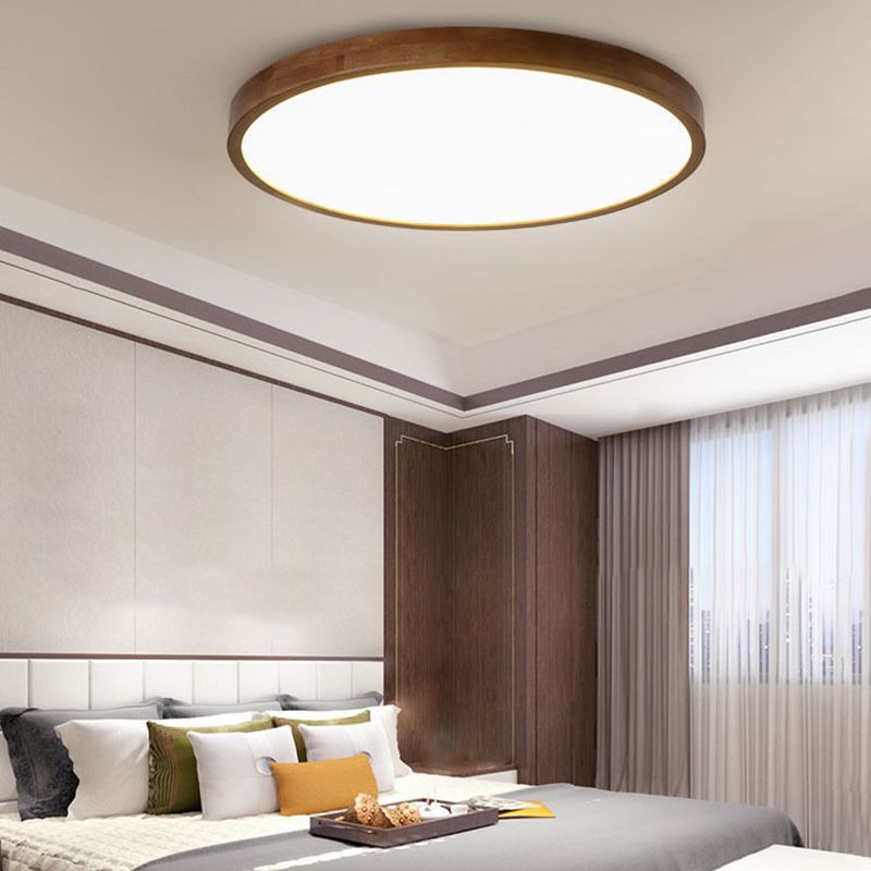 Muto Modern Geometric Walnut LED Flush Mount Ceiling Light - Lamp Copper
