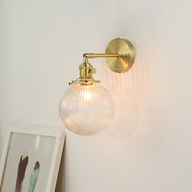 Valentina Luxury Globe/Flower Glass Vanity Wall Lamp, Gold, Bedroom - Lamp Copper