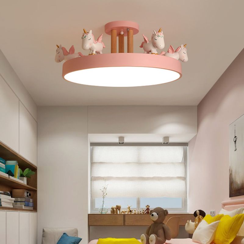 Arisha Modern Round Unicorn Semi-Flush Mount Ceiling Light - Lamp Copper
