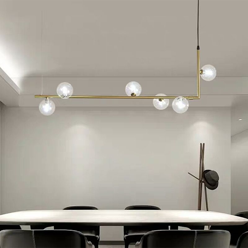 Valentina Minimalist Linear Pendant Light, Black & Gold, 6/8 Heads - Lamp Copper
