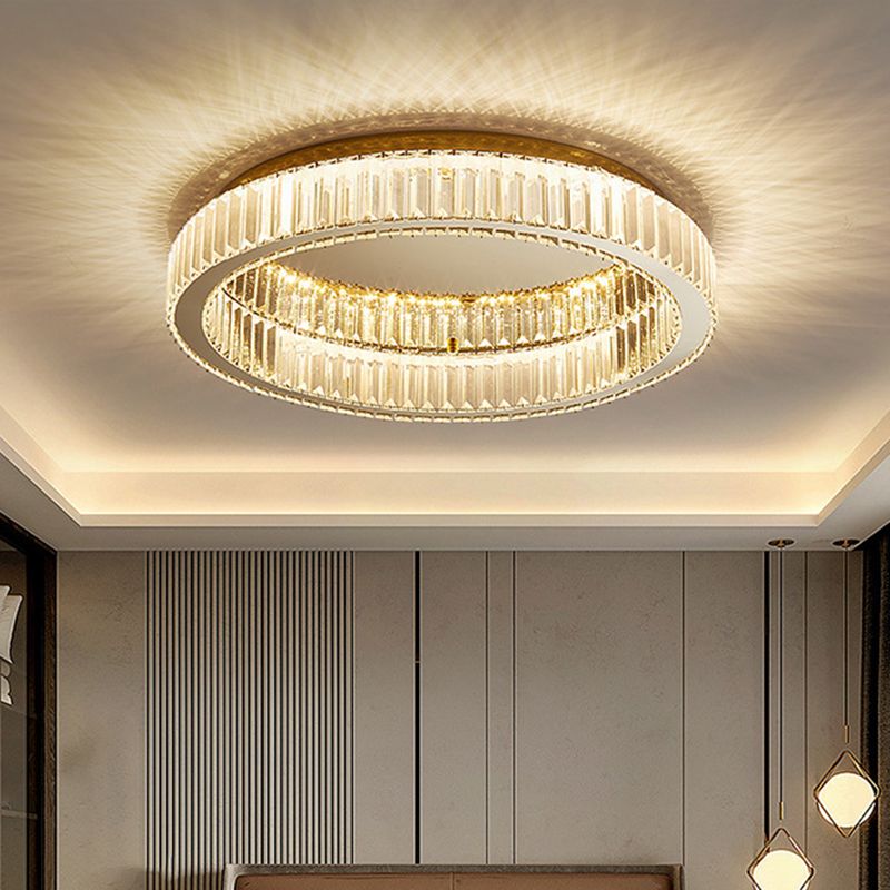 Kristy Modern Art Deco Circular Crystal Flush Mount Ceiling Light Gold - Lamp Copper