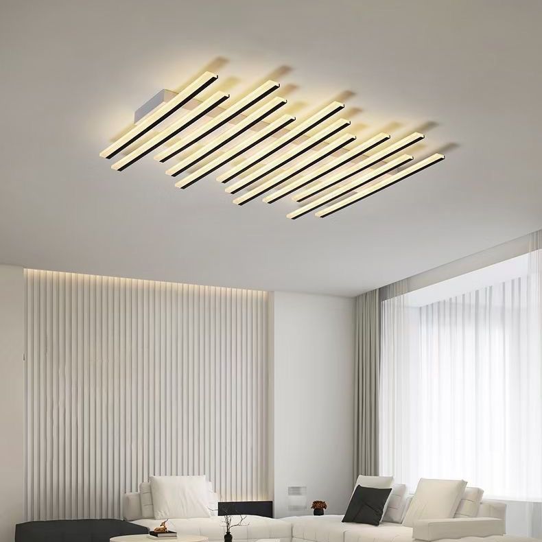 Arisha Flush Mount Ceiling Light Linear Modern,Wave Black, Living Room - Lamp Copper