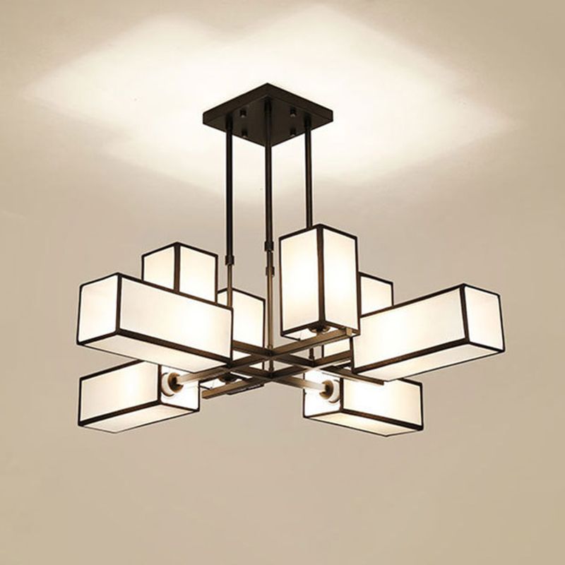 Arisha Pendant Light Square Retro, Metal/Fabric, Black/Gold, Living Room - Lamp Copper