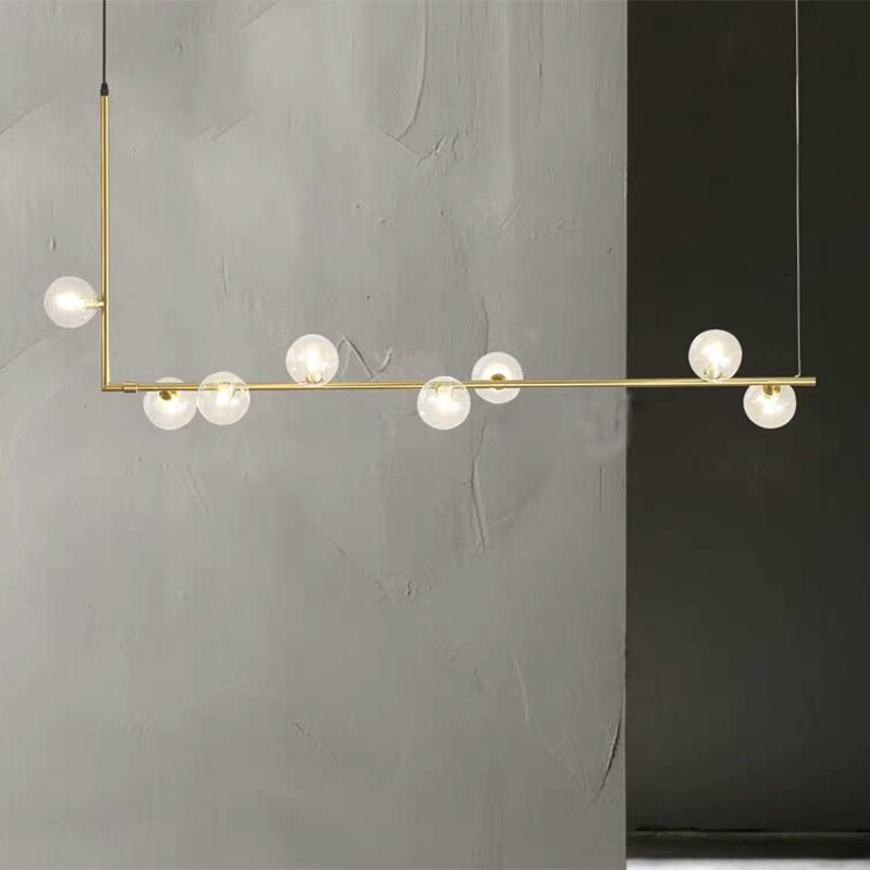 Valentina Minimalist Linear Pendant Light, Black & Gold, 6/8 Heads - Lamp Copper