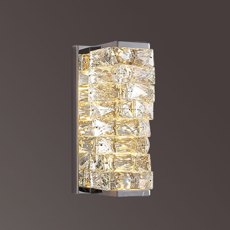 Kristy Modern Rectangular Vanity Metal Crystal LED Wall Lamp - Lamp Copper
