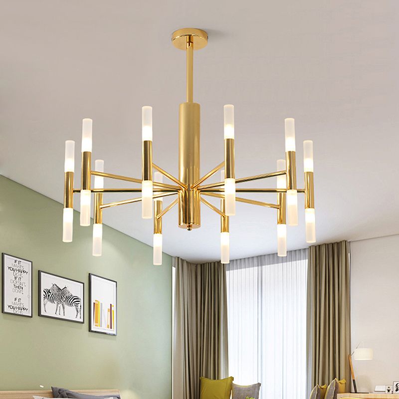 Kristy Modern Cylindrical Metal Chandelier, Gold - Lamp Copper