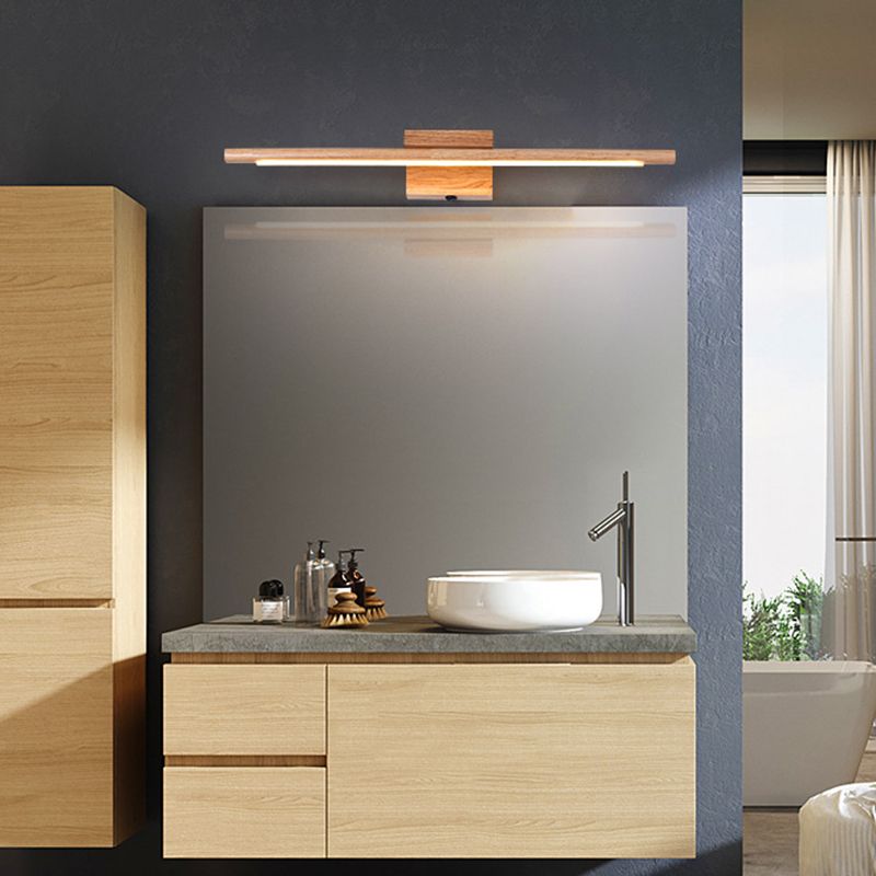 Muto Nature Wood Linear Mirror Front Vanity Wall Lamp - Lamp Copper