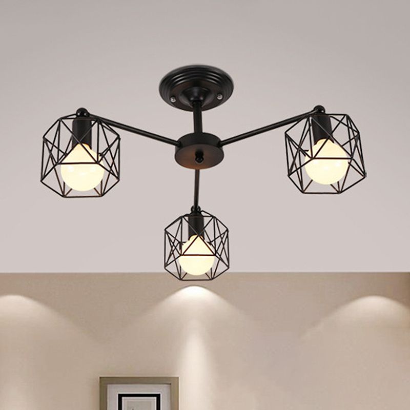 Arisha Black Semi-Flush Mount Ceiling Light - Lamp Copper