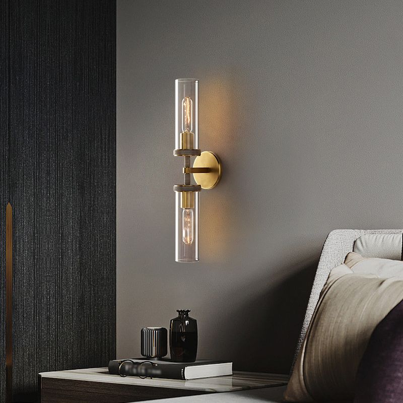 Arisha Modern Cylindrical Metal Led Wall Lamp, Black/Copper - Lamp Copper