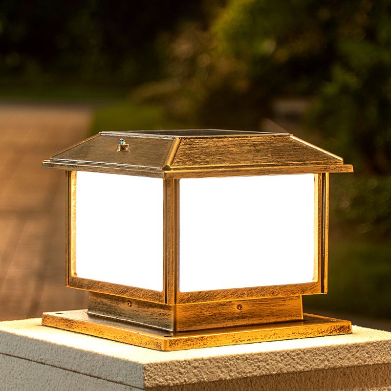 Ray Vintage Rectangle Metal Outdoor Solar Lamps, Black/Bronze - Lamp Copper