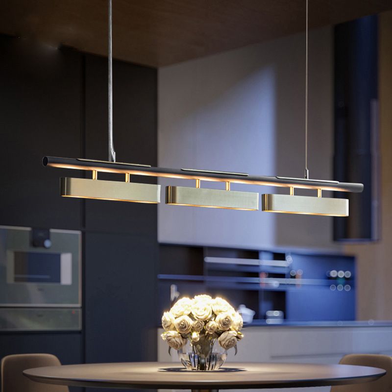 Arisha Pendant Light Rectangular Modern, Metal, Black/Brass, Office - Lamp Copper