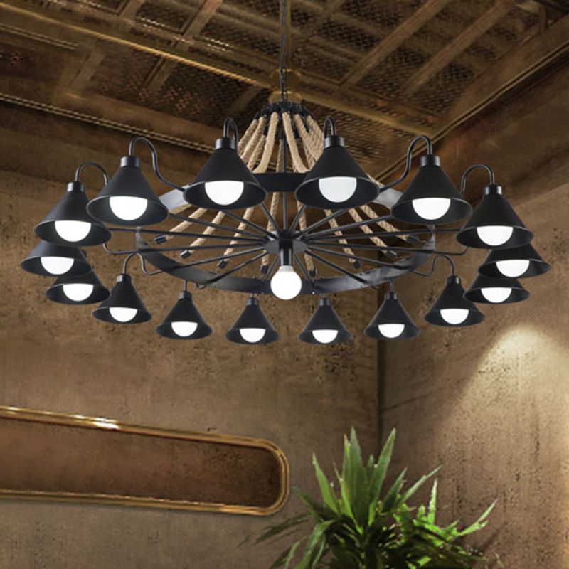 Epoch Vintage Industrial Rope Chandelier Living Room - Lamp Copper