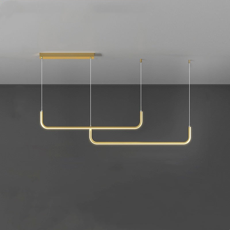 Clen Modern Linear Pendant Light Double Frame, Black/Gold - Lamp Copper