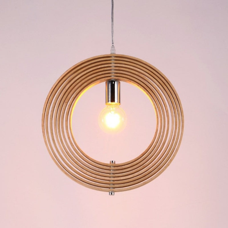 Muto Japanese LED Pendant Light Black/Gold Wood Bedroom/Bar - Lamp Copper