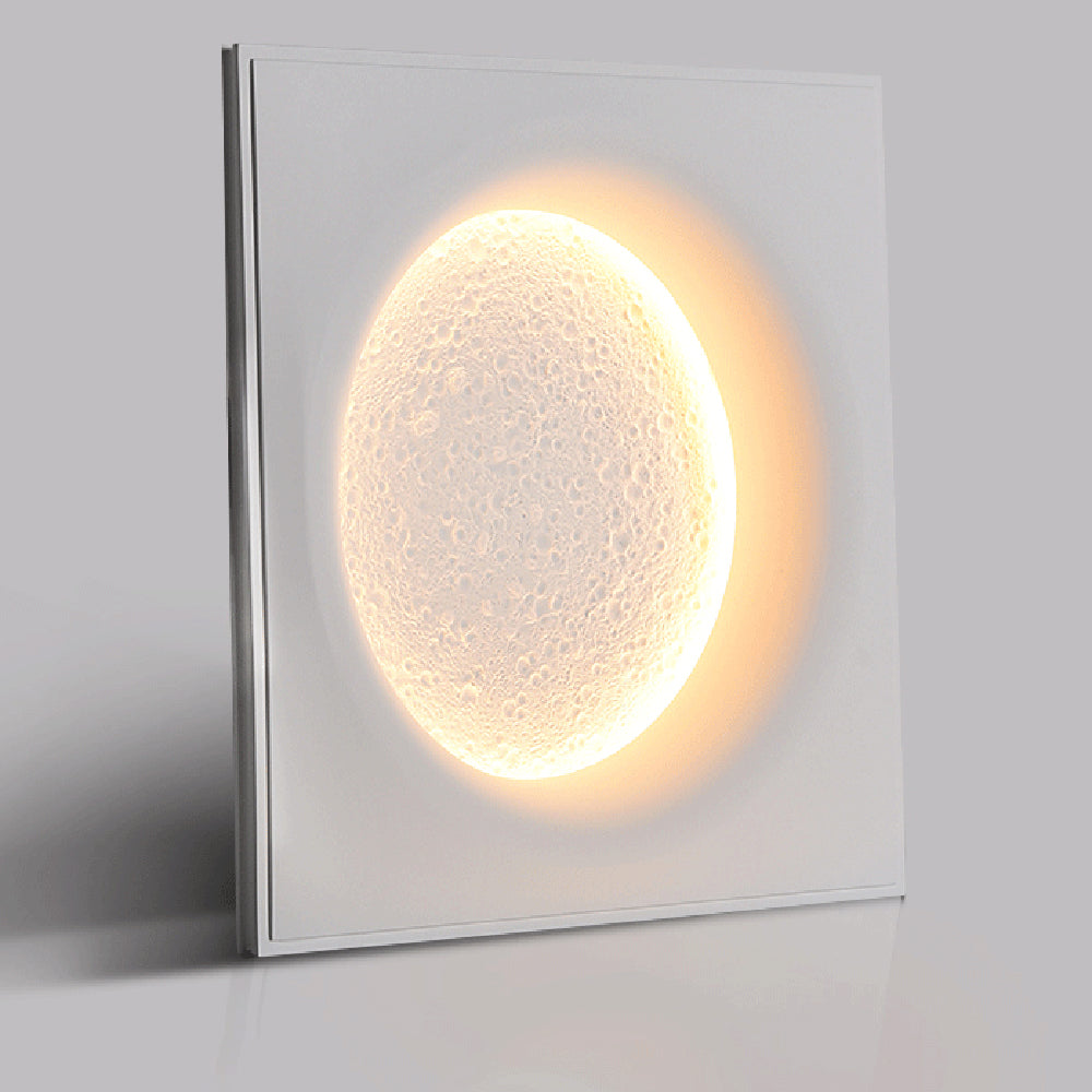 Aria Decorative Moon Metal/Gypsum Wall Lamp, White - Lamp Copper