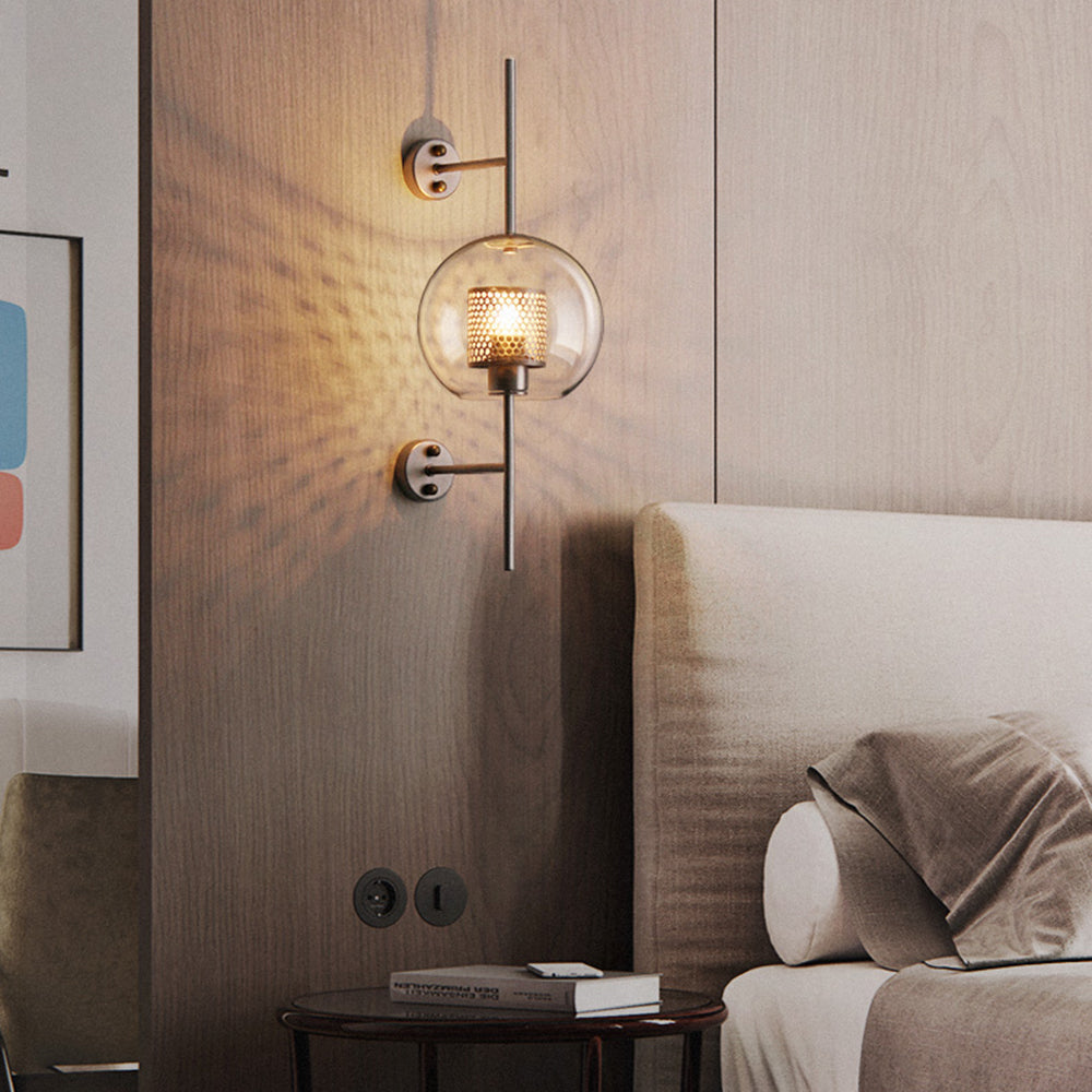 Kiri Industrial Classy Global Clear Glass Wall Lamp - Lamp Copper
