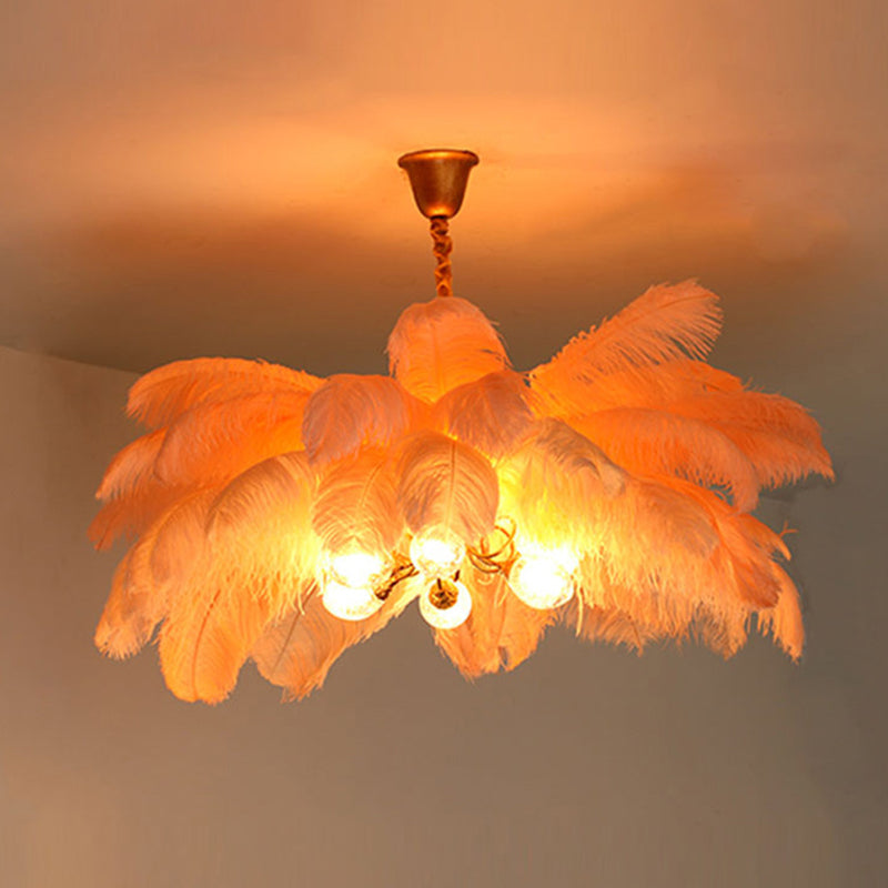 O'Moore Nordic Luxury Pendant Light, Brass/Feather - Lamp Copper