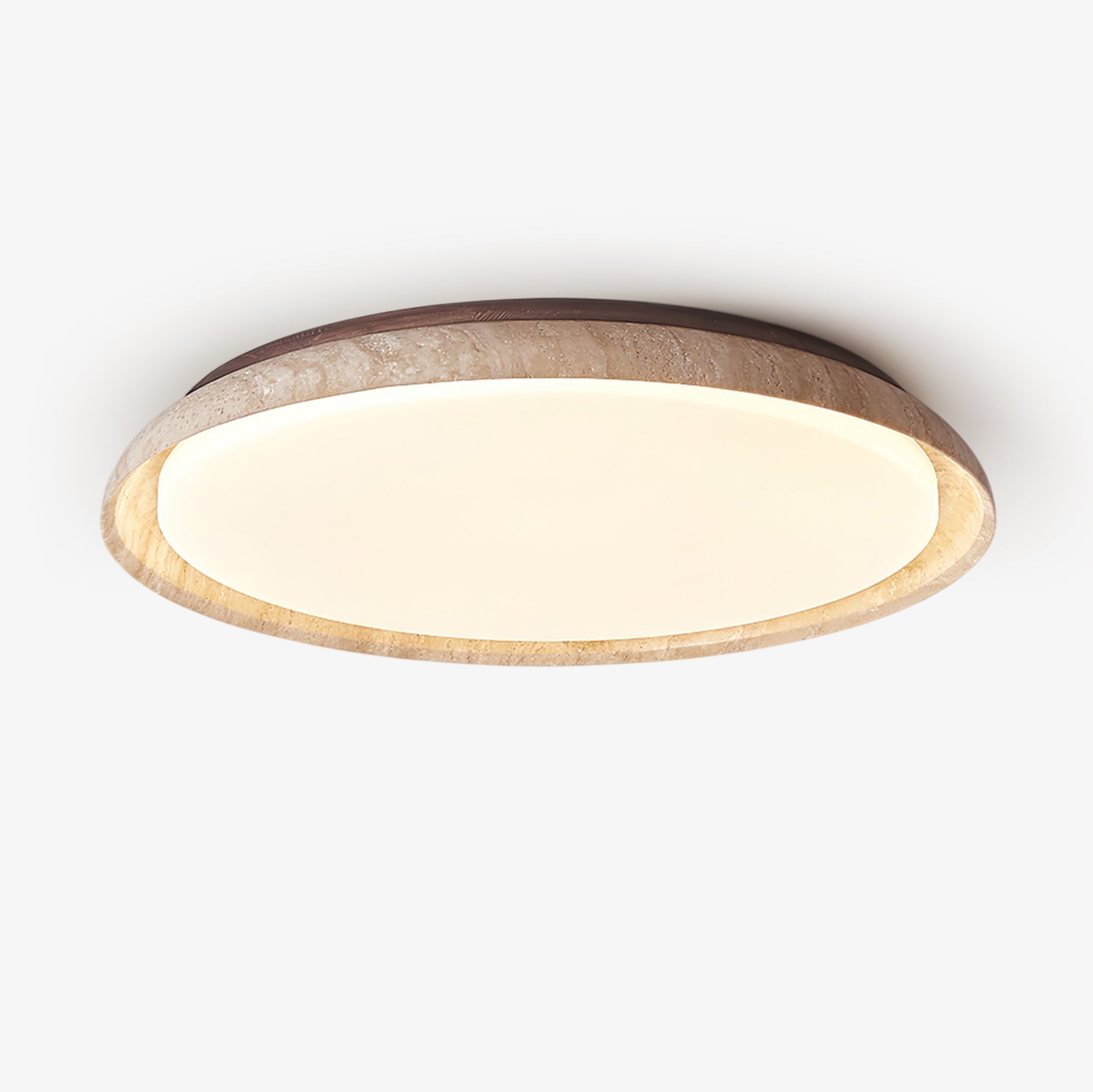 Elvinila Ring-Rim Travertine Ceiling Light - Lamp Copper